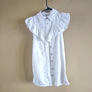 Zara Women's White Sleeveless Mini Denim Dress Size XS